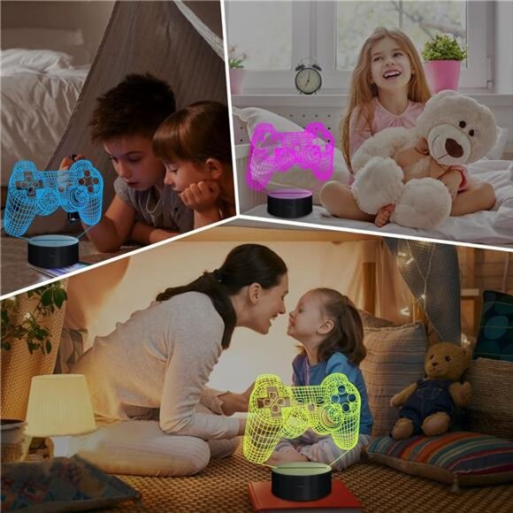 3D Gamepad Lamp Game Console Night Light 3D Illusion lamp for Kids, 16 Colors - Picture 4 of 6